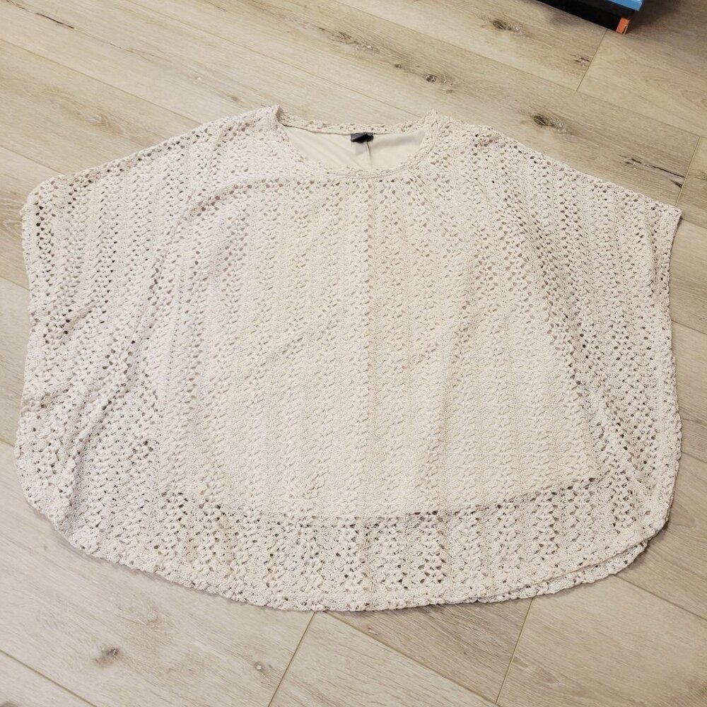 Covington Womens Crochet Beige Lace Overlay Tank Top Blouse Sz 2X